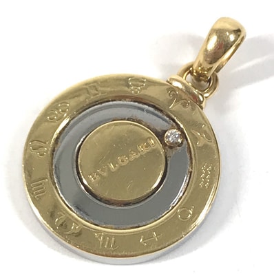 ブルガリ BVLGARI ホロスコープ ロゴ コンビ K18 金 18K 1PD ダイヤ ダイヤモンド ネックレス アクセサリー ジュエリー ペンダントトップ K18 ゴールド