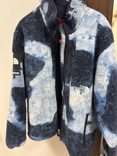 Supreme x The North Face Bleached Denim Print Fleece Jacket "Indigo"