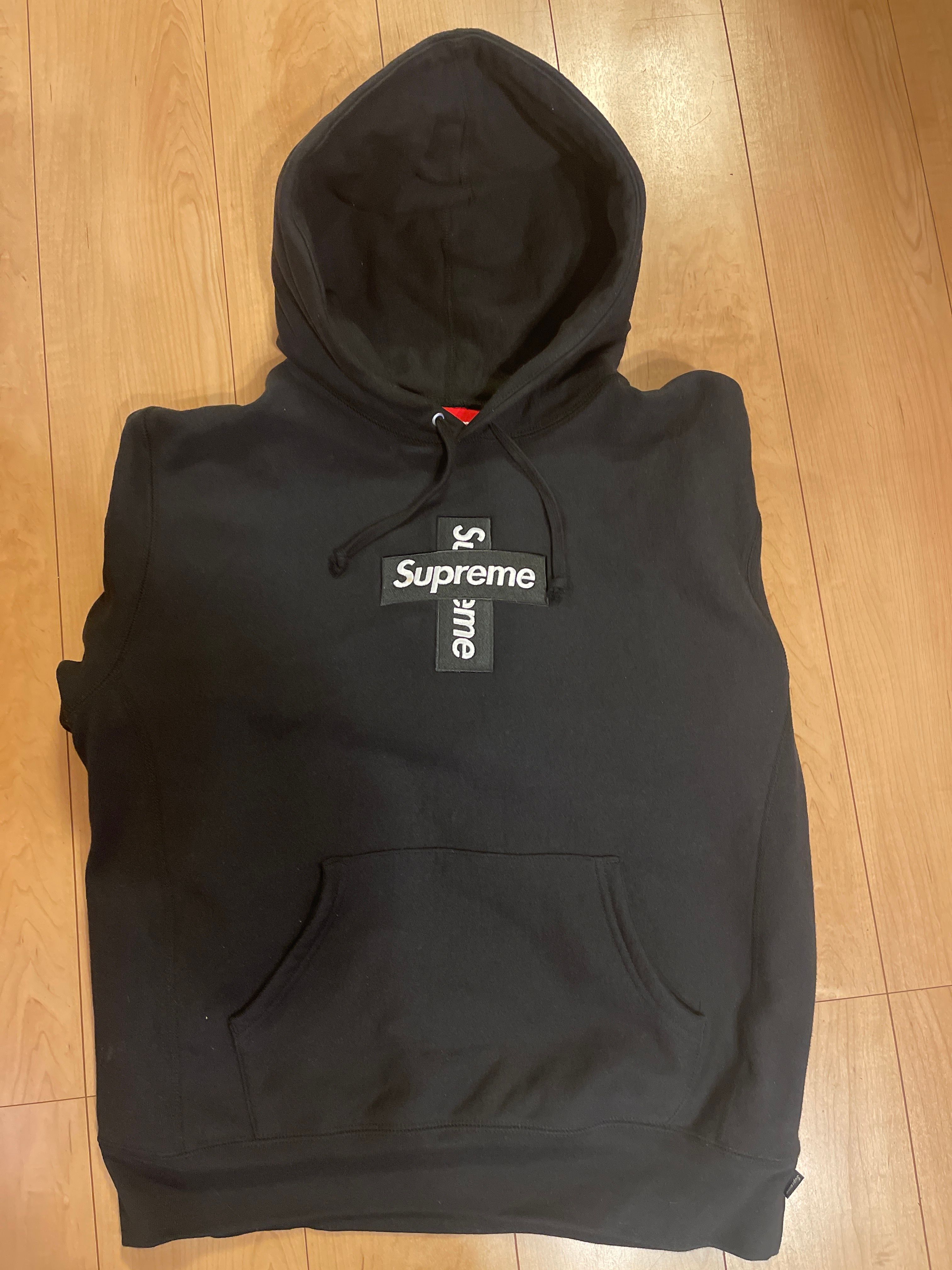 Supreme Cross Box Logo Hooded Sweatshirt "Black"