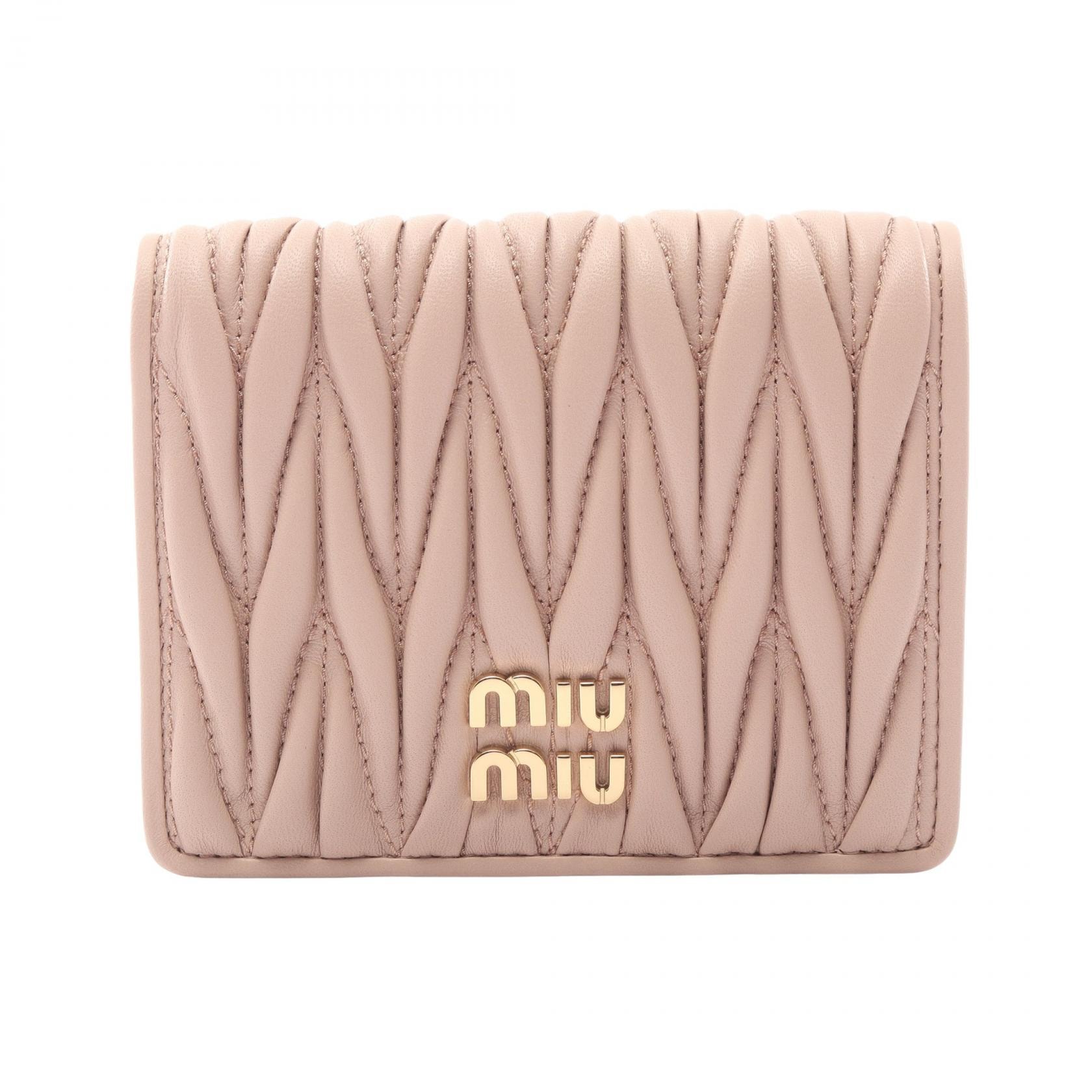 ミュウ ミュウ Miu Miu MATELASSE'MIU マテラッセ 二つ折り財布 財布 レザー レディース ピンク系 5MV204AFPPF0236 【新品】
