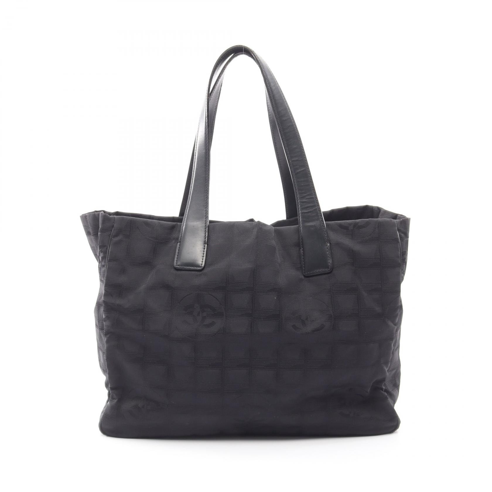 シャネル CHANEL ニュートラベルラインMM トートバッグ バッグ レザー ナイロンキャンバス レディース ブラック系 A15991 【中古】