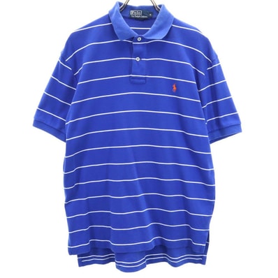 Polo by Ralph Lauren ポロバイラルフローレン ボーダー柄 半袖 ポロシャツ M ブルー