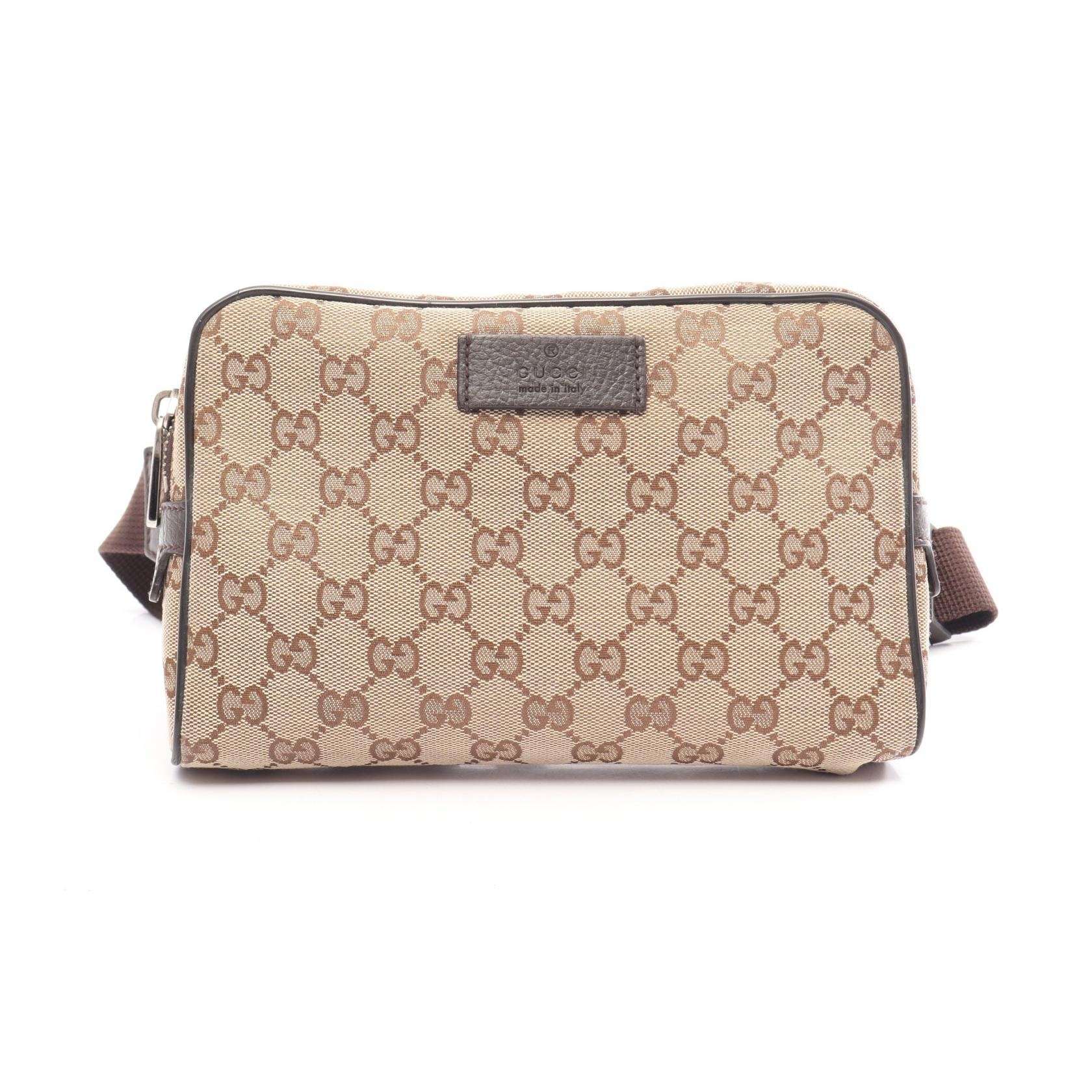 グッチ GUCCI GGキャンバス ウエストバッグ ボディバッグ バッグ キャンバス レザー メンズ レディース ベージュ系 / ブラウン系 449174 【中古】
