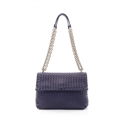 ボッテガヴェネタ BOTTEGA VENETA オリンピア イントレチャート ショルダーバッグ バッグ レザー レディース パープル系 【中古】