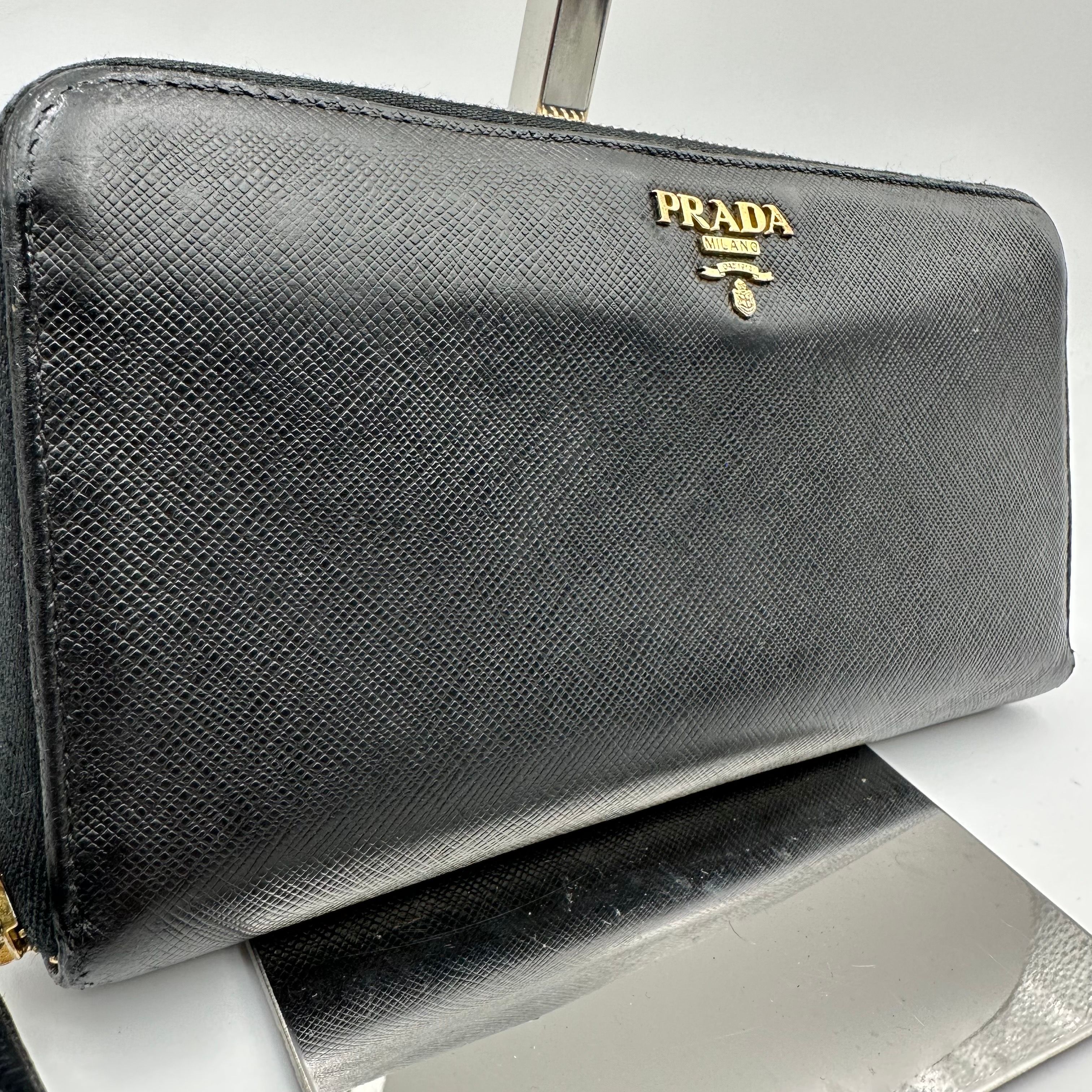 PRADA Large Saffiano Leather Wallet "Black"