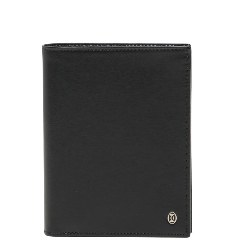 カルティエ パシャライン 二つ折り財布 ブラック レザー メンズ CARTIER 【中古】