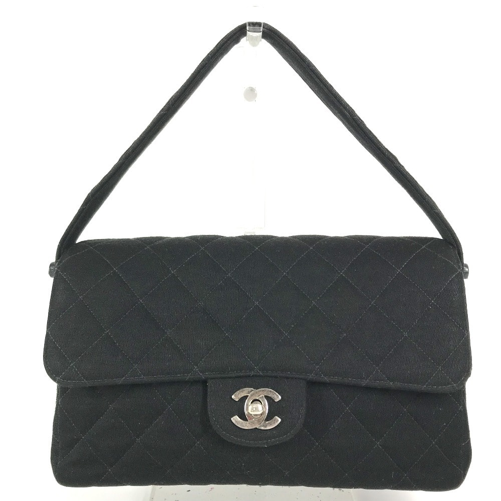 シャネル CHANEL CC ココマーク ロゴ Wフラップ ダブルフラップ Wフェイス カバン フラップ 肩掛け ショルダーバッグ コットン ブラック