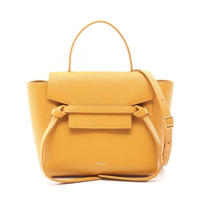 セリーヌ CELINE BELT BAG NANO ベルトバッグ ナノ 2WAY ハンドバッグ バッグ レザー レディース イエロー系 189003ZVA 【中古】