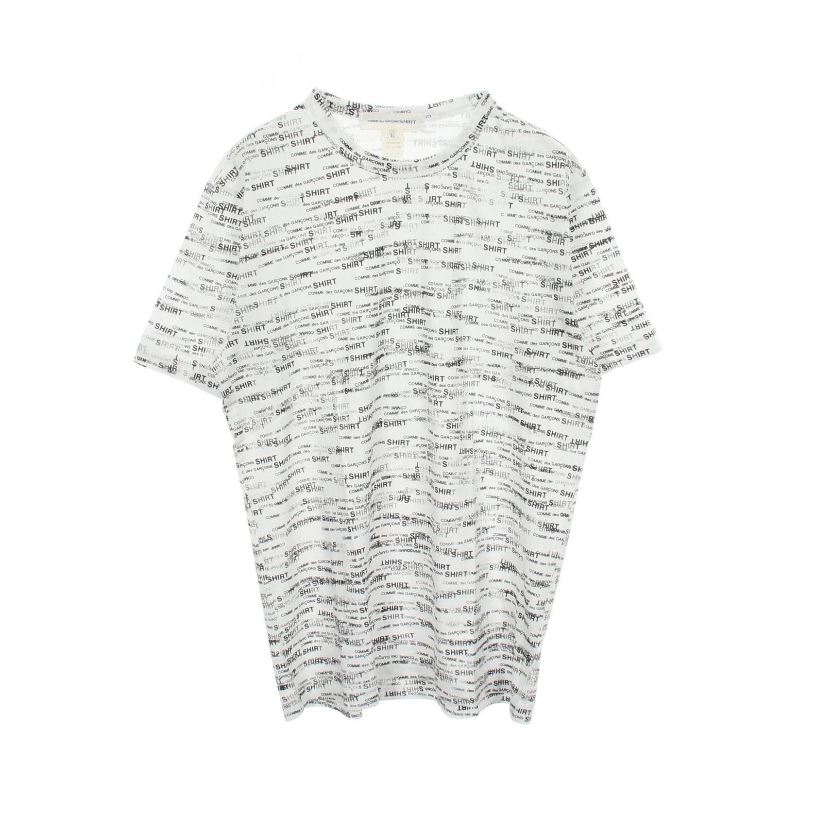 コムデギャルソンシャツ COMME des GARCONS SHIRT ロゴ総柄 半袖Tシャツ 衣料品 トップス コットン メンズ ホワイト系 / ブラック系 S16089 【中古】