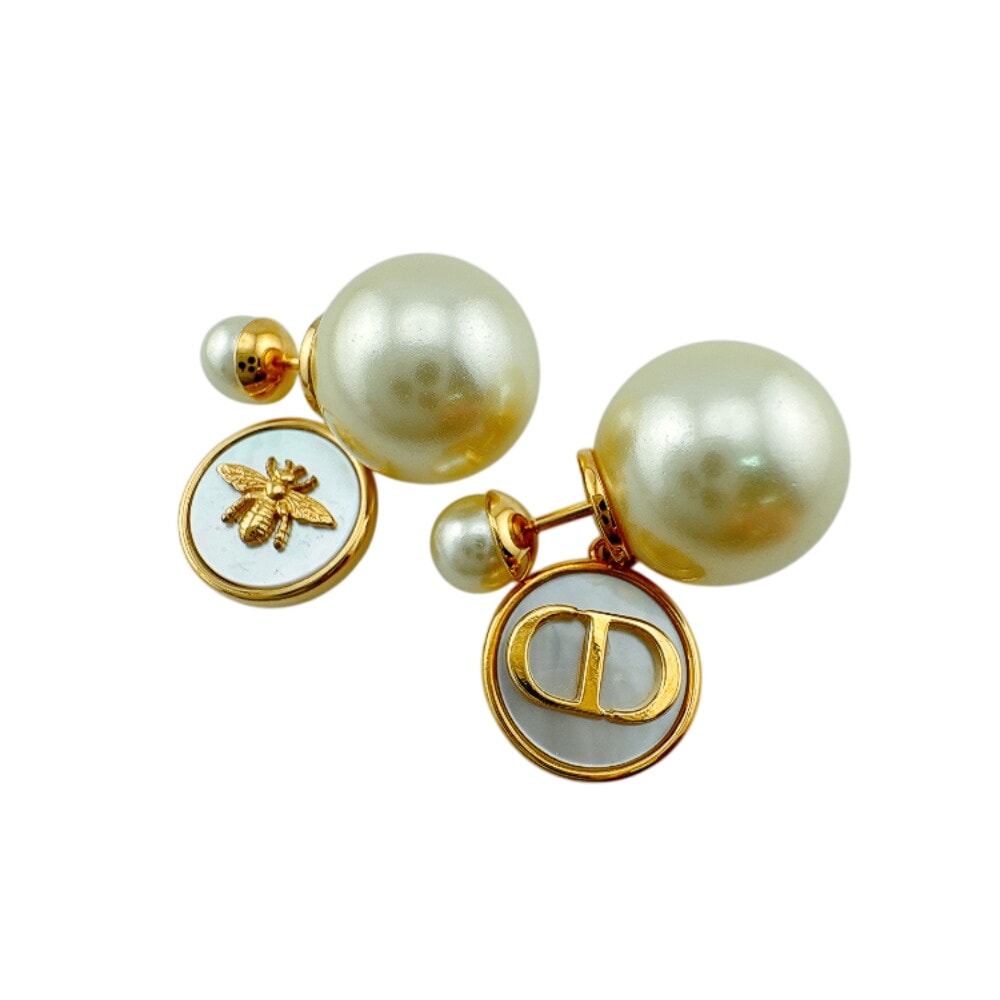 ディオール Dior ピアス トライバル パール 蜂 ビー CDロゴ 両耳用 Tribales Dior ゴールド