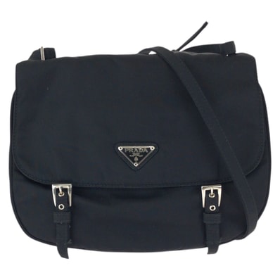 美品 PRADA プラダ テスート 三角ロゴプレート ブラック 黒 シルバー金具 ナイロン ショルダーバッグ ポシェット 601928 【中古】