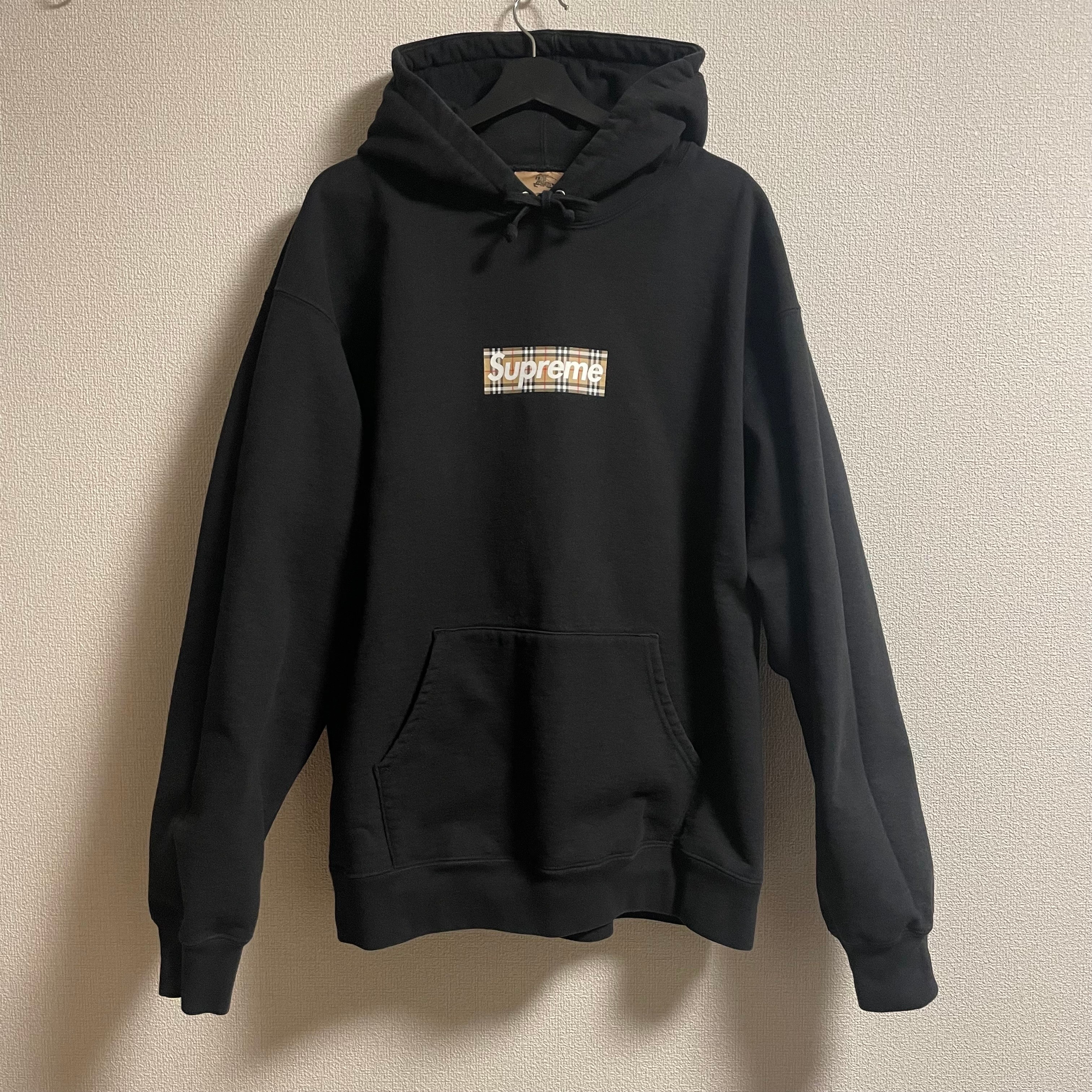 Supreme / Burberry Box Logo Hooded Sweatshirt "Black"