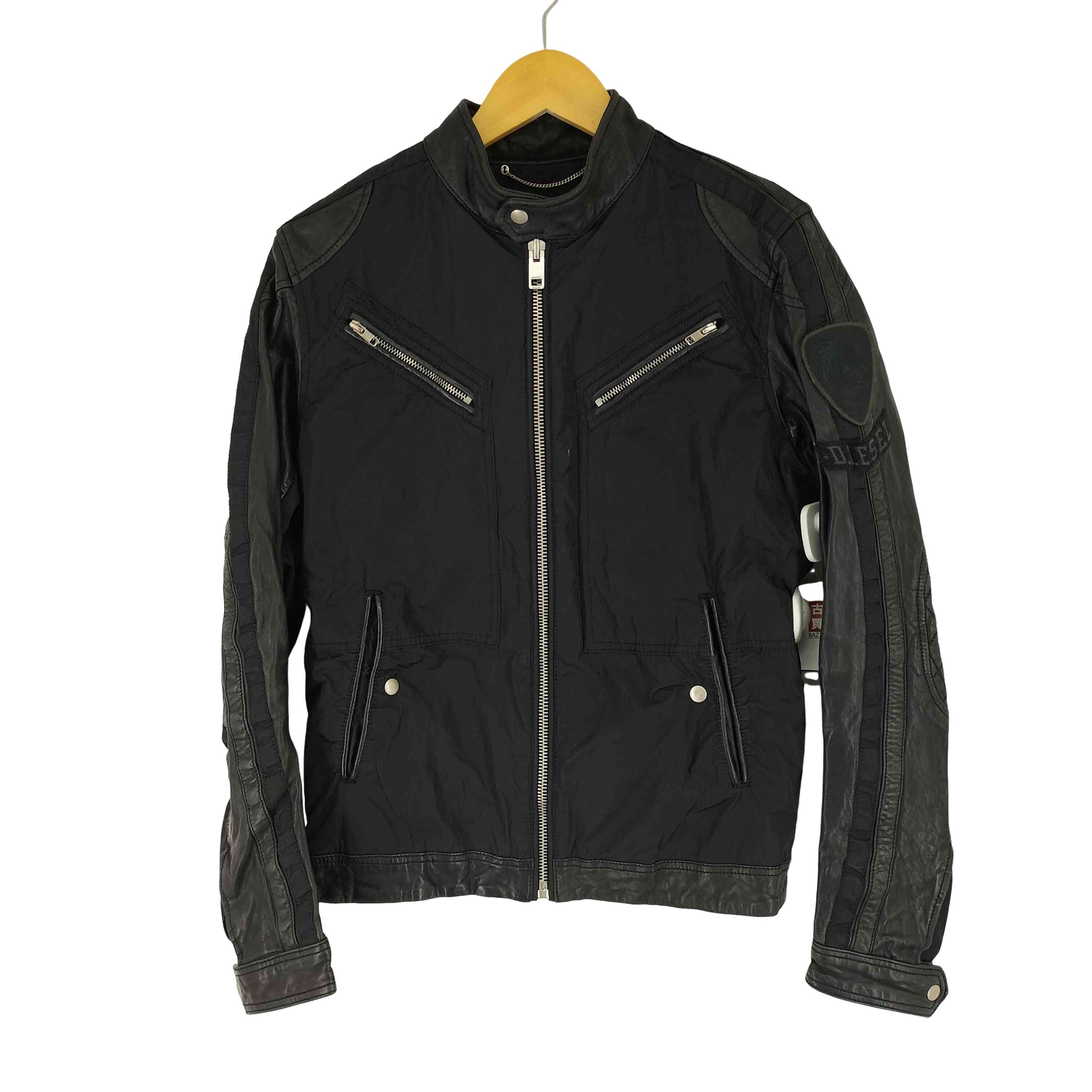 ナイロン切り替え シングルライダースジャケット【1142252291726】