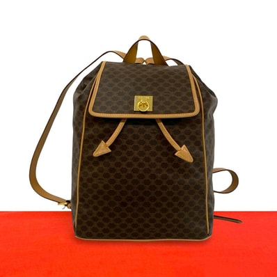 CELINE セリーヌ リング 金具 マカダム 柄 PVC レザー リュックサック ブラウン
48767