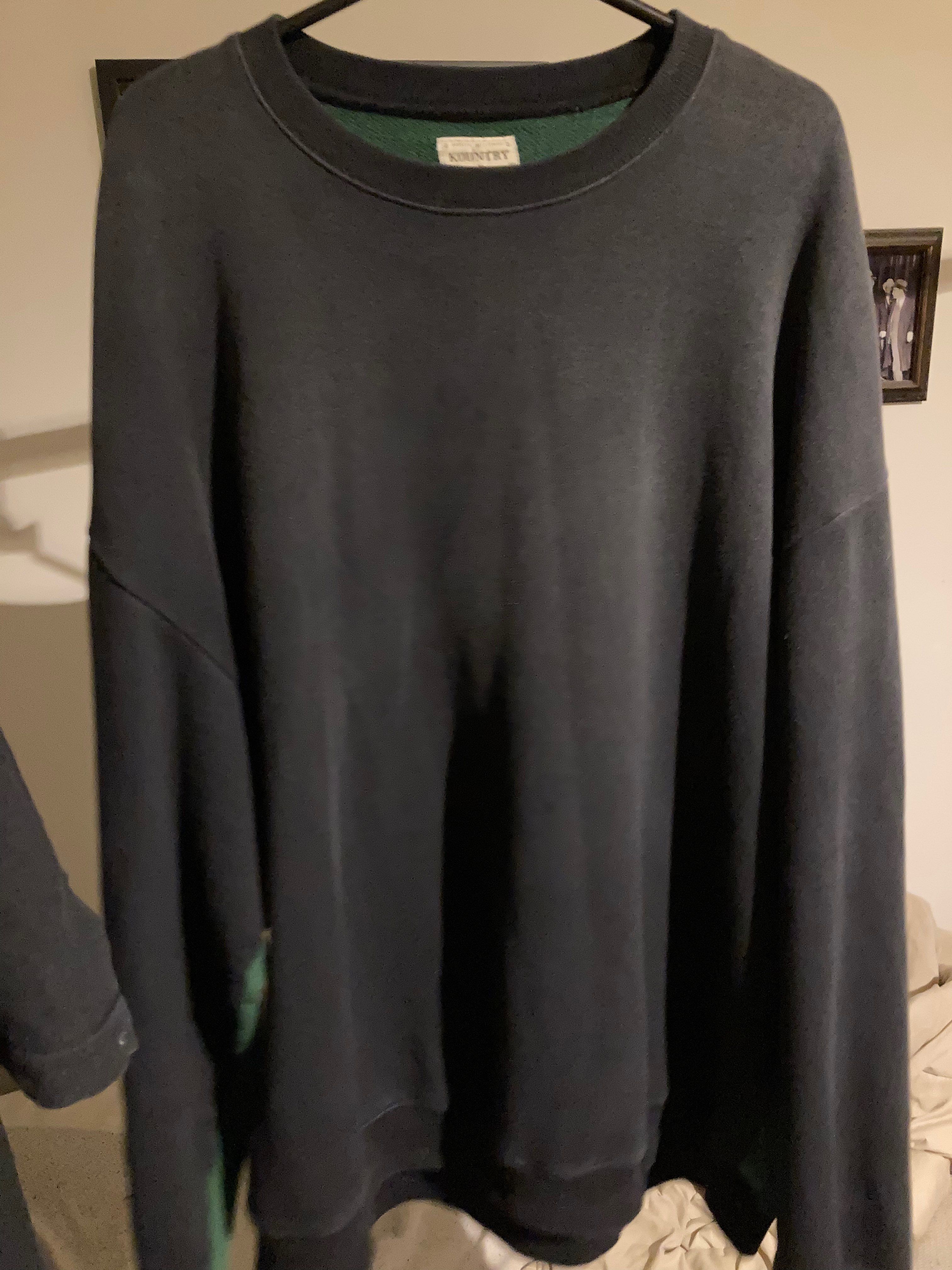 KAPITAL BACK HAIR 2 TONE REMAKE BIG SWEAT (BOUND PT) "Black Green"