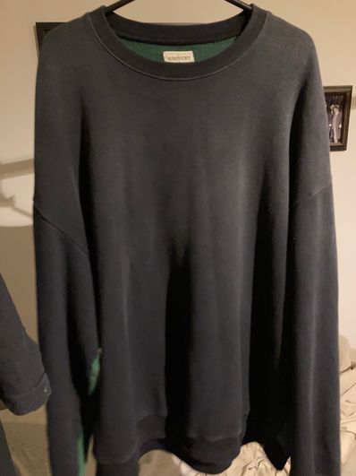 KAPITAL BACK HAIR 2 TONE REMAKE BIG SWEAT (BOUND PT) "Black Green"