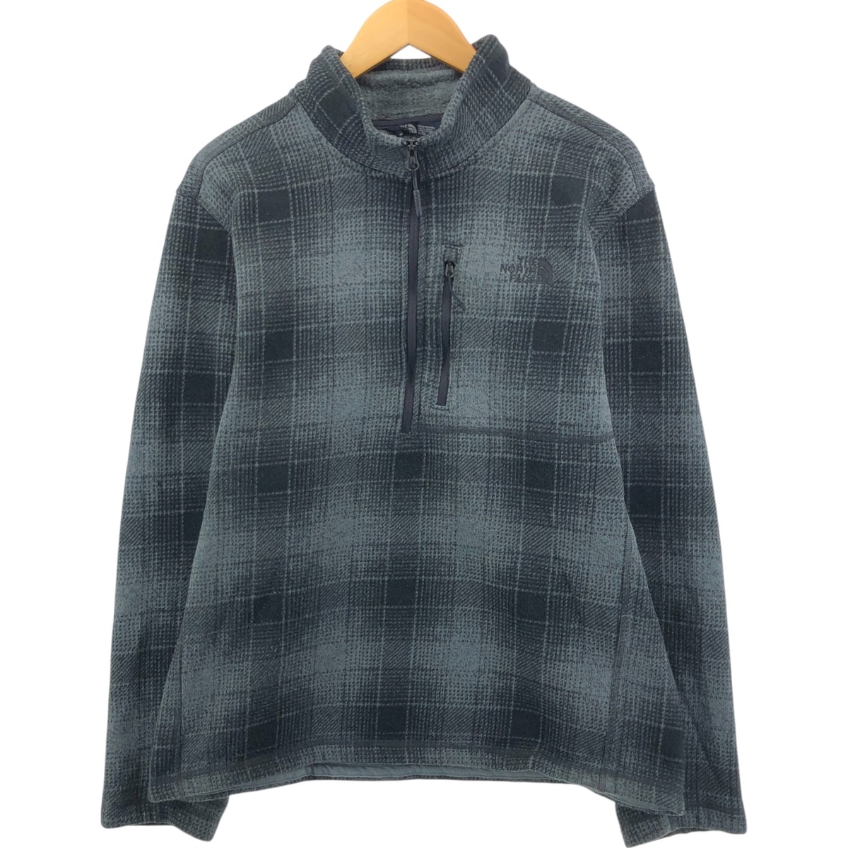 古着 ザノースフェイス THE NORTH FACE チェック柄 ハーフジップ フリースプルオーバー メンズXL相当/eaa558775