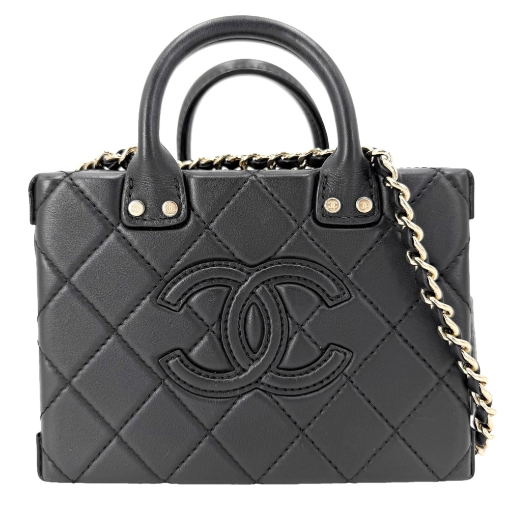 CHANEL シャネル 2WAY マトラッセ ココマーク ショルダーバッグ スモールバニティ 肩掛け 斜め掛け AS3344 レザー    ブラック 黒 ゴールド金具 レディース【中古品】