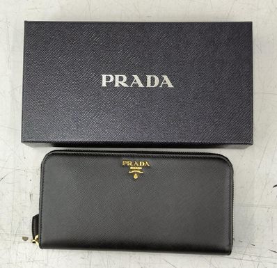 PRADA Large Saffiano Leather Wallet "Black"