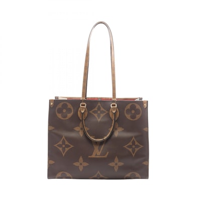 ルイ・ヴィトン LOUIS VUITTON オンザゴーGM モノグラムジャイアント リバース 2WAY トートバッグ バッグ PVCコーティングキャンバス ベージュ レディース ブラウン系 / ベージュ系 M44576 【中古】