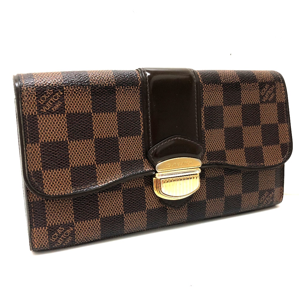 ルイヴィトン LOUIS VUITTON ポルトフォイユ・システィナ N61747 ダミエ 長財布 ウォレット フラップ 長財布 ダミエキャンバス エベヌ ブラウン