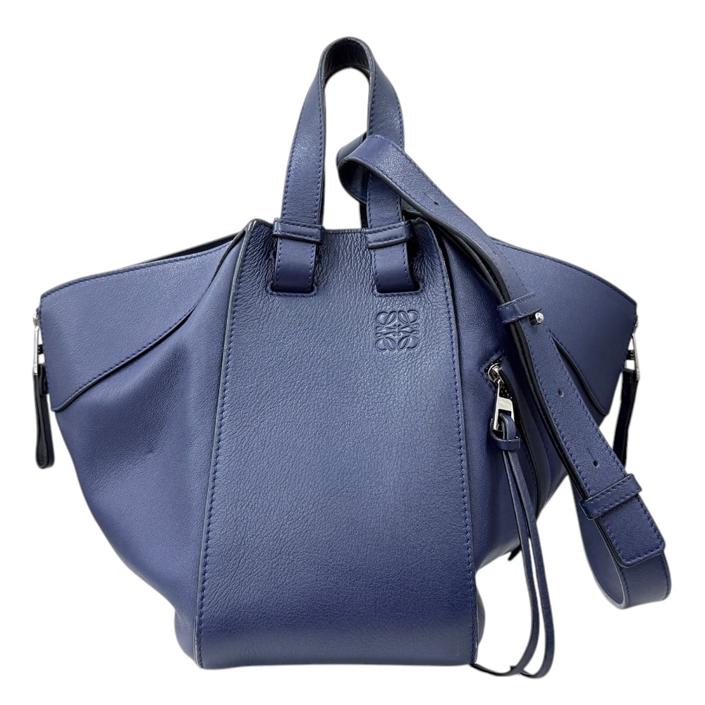ロエベ ハンモック ミディアム ショルダーバッグ レザー ネイビー レディース LOEWE  中古