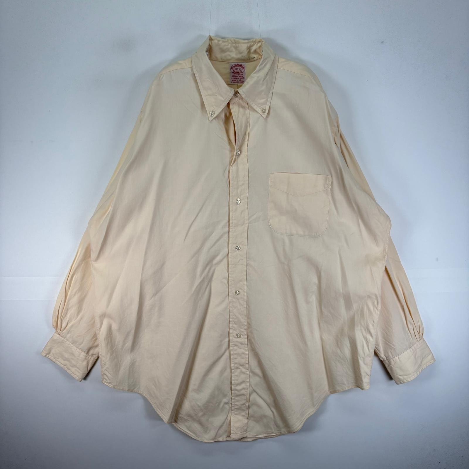 古着 80's/80年代 ヴィンテージ ブルックスブラザーズ Brooks Brothers 長袖シャツ ボタンダウン 6ボタン L  イエロー系 無地 メンズ
