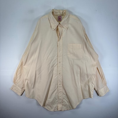 古着 80's/80年代 ヴィンテージ ブルックスブラザーズ Brooks Brothers 長袖シャツ ボタンダウン 6ボタン L イエロー系 無地 メンズ