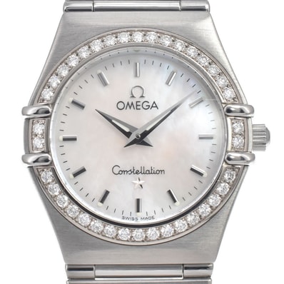 オメガ OMEGA 1476.71 コンステレーション ダイヤベゼル ホワイトシェル クォーツ レディース 美品 腕時計 D#146789