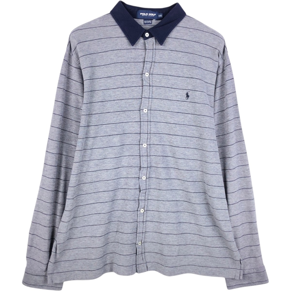 古着 ラルフローレン Ralph Lauren POLO GOLF ポロゴルフ ボーダー柄 長袖 コットンシャツ メンズXXL相当/eaa675373