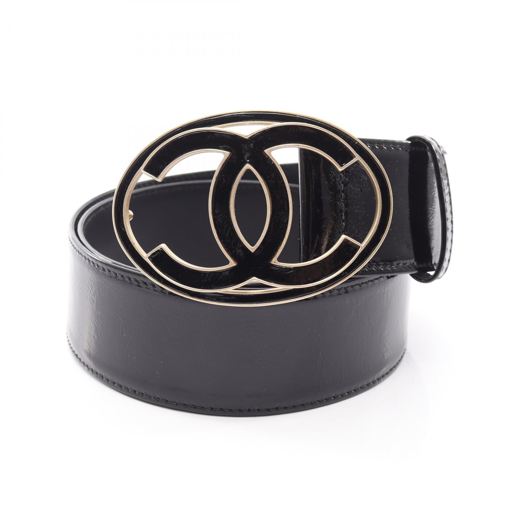 シャネル CHANEL ココマーク ベルト 衣料品 パテントレザー レディース ブラック系 【中古】
