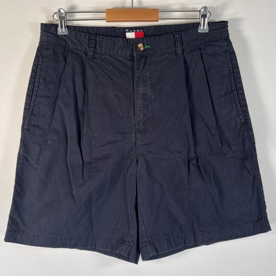 古着 トミーヒルフィガー TOMMY HILFIGER ショートパンツ 半ズボン ハーフパンツ 短パン ワンポイントロゴ刺繍 w33 ネイビー メンズ