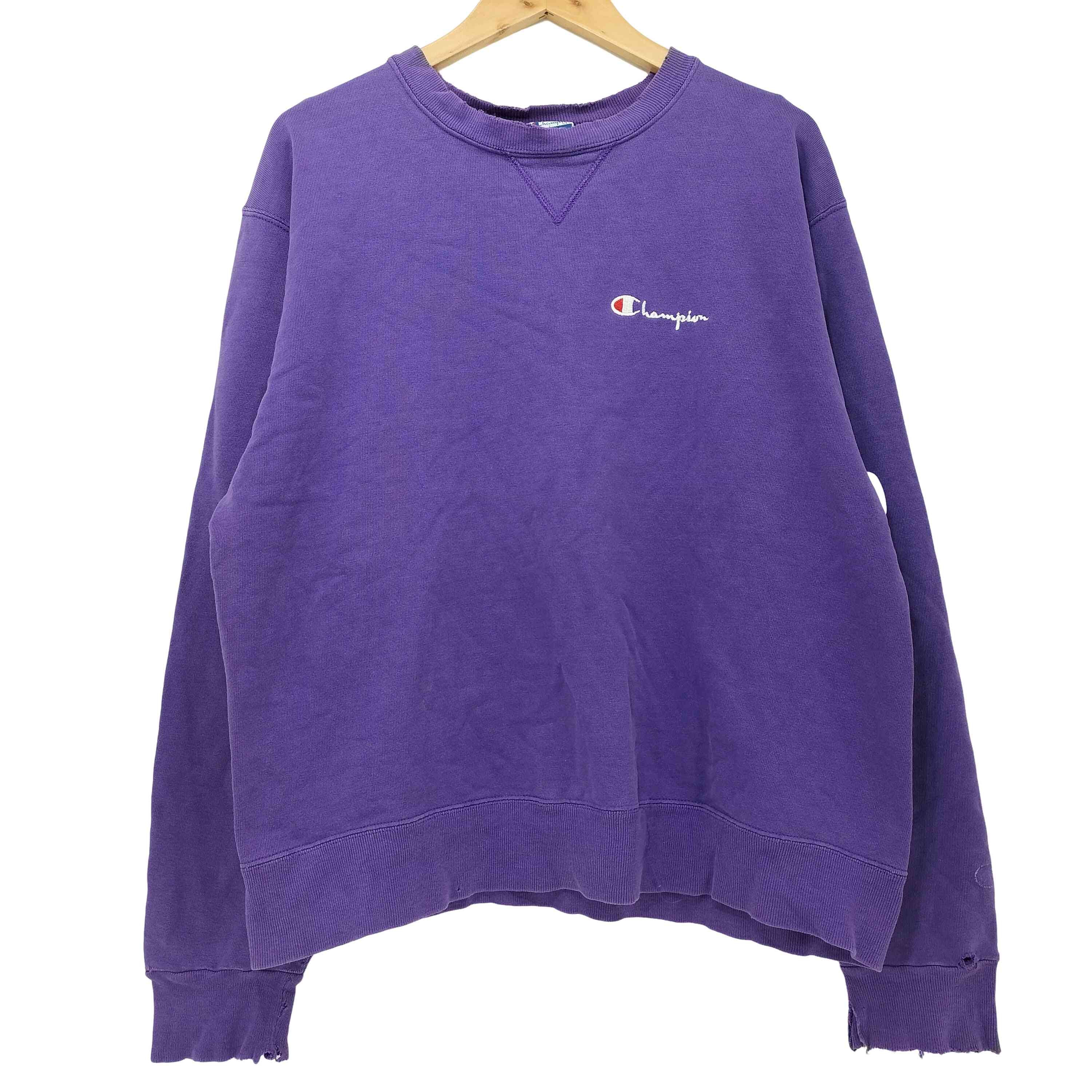 90s USA製 青タグ スクリプトロゴ クルーネック スウェット【1142529659082】