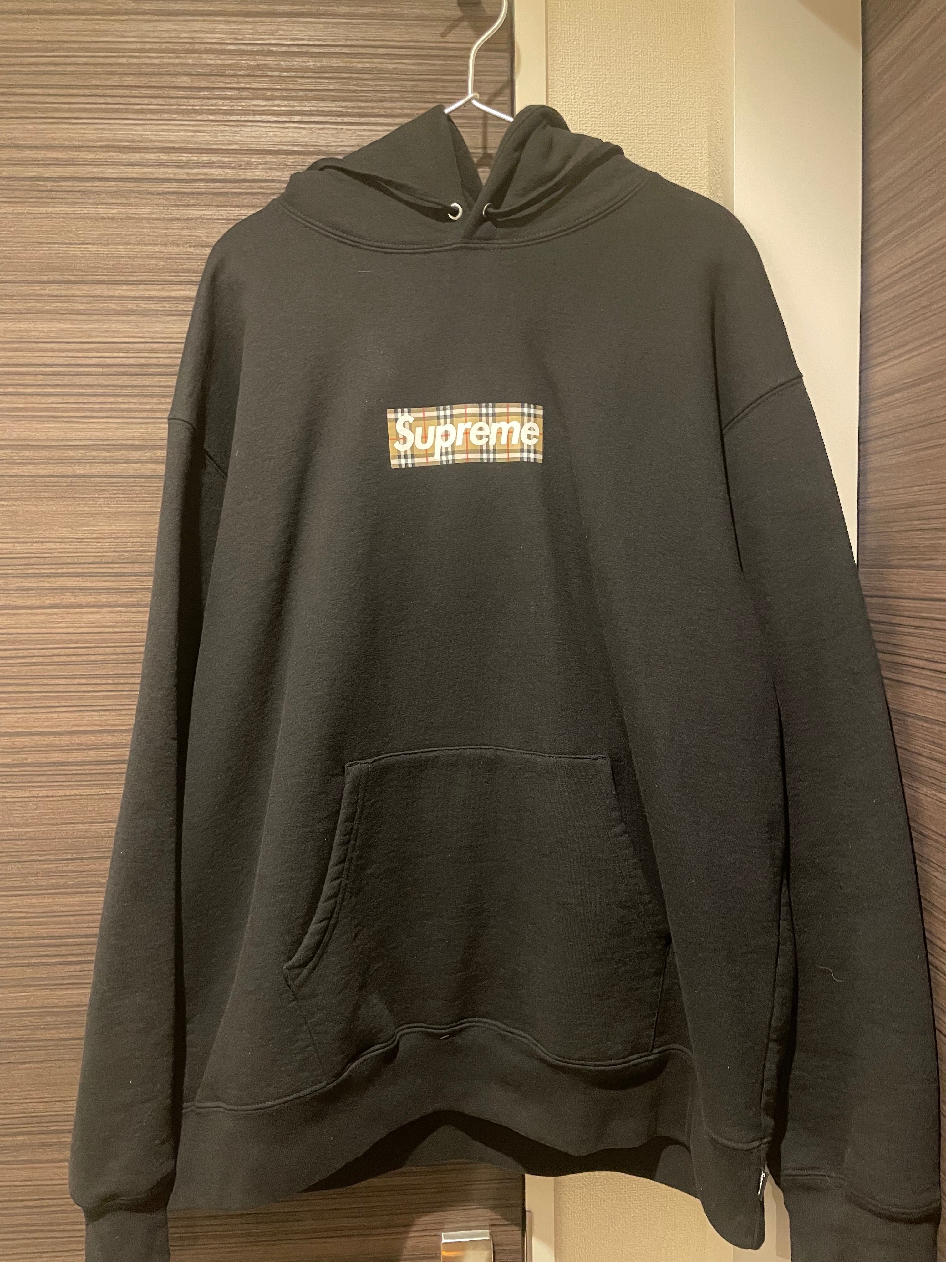 Supreme / Burberry Box Logo Hooded Sweatshirt "Black"