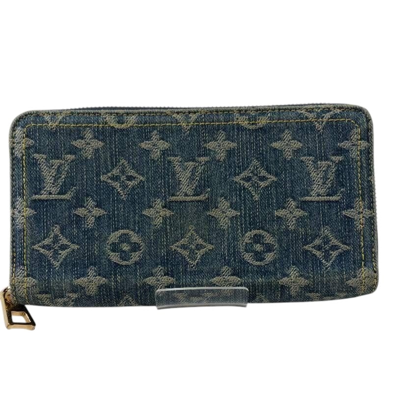 LOUIS VUITTON ルイヴィトン モノグラム ジッピーウォレット 24SS LVリミックス インディゴブルー ゴールド金具 デニム レザー/ 長財布 ラウンドファスナー I2-00039 【中古】