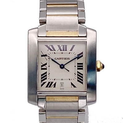 【値下げ】CARTIER カルティエ タンクフランセーズ LM 18K SS 自動巻き 腕時計 W51005Q4 ステンレススチール イエローゴールド シルバー ゴールド メンズ【中古】