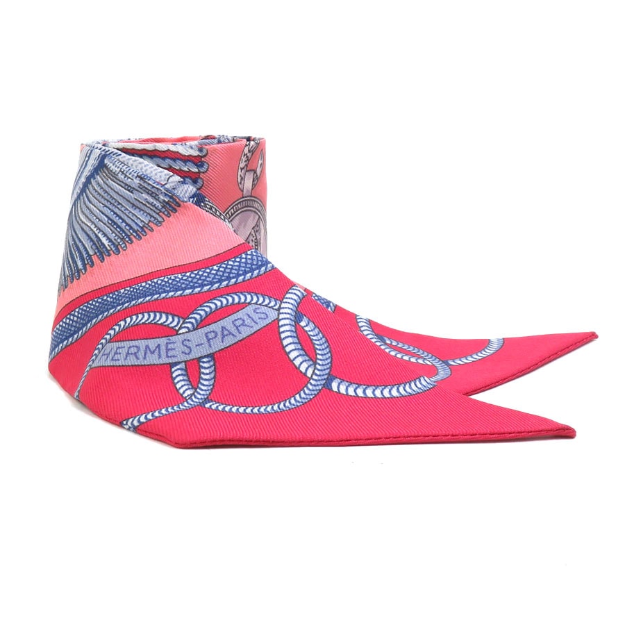 エルメス HERMES スカーフ ツイリー シルク ピンク/マルチカラー レディース【中古】 e61585j