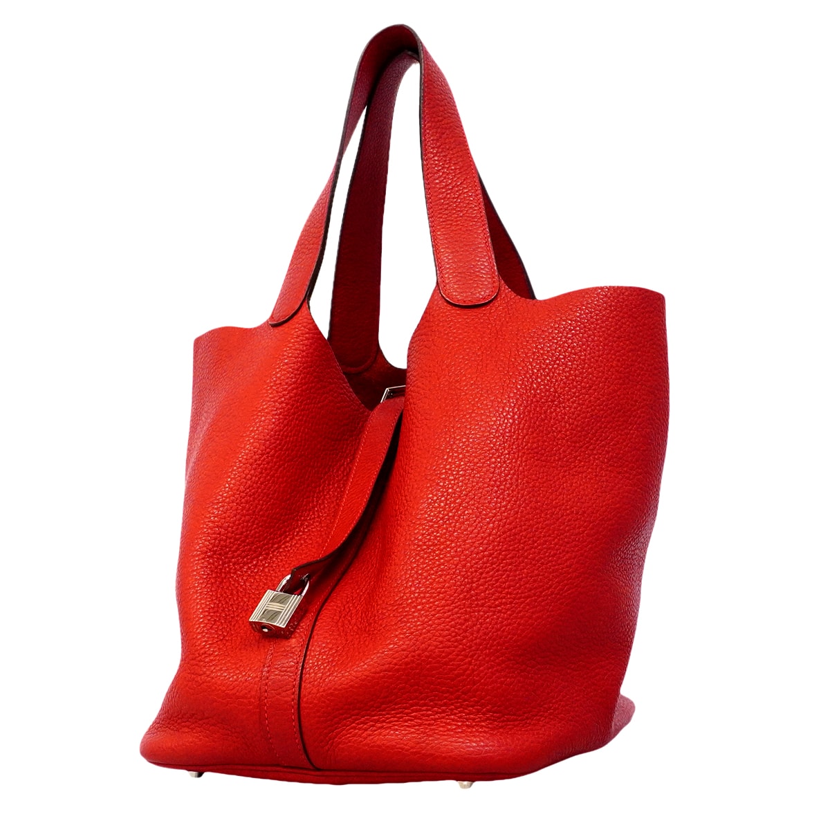 ★SALE【6gd4435】エルメス ハンドバッグ ピコタンロックGM トリヨンクレマンス ルージュカザック シルバー金具 □Q刻印【中古】レディース
