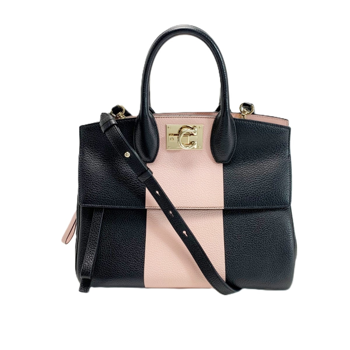Salvatore Ferragamo サルヴァトーレフェラガモ ガンチーニ  DH21 H451 ブラック×ピンク 袋有 レディース