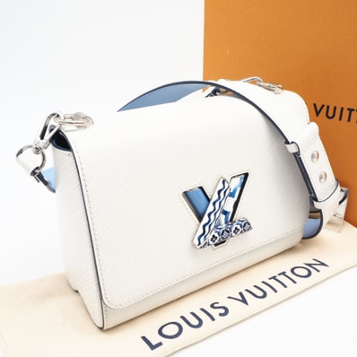 美品 LOUIS VUITTON ルイ・ヴィトン エピ ツイストMM M22781 ショルダーバッグ ホワイト ブルー グレインレザー レディース