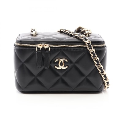シャネル CHANEL マトラッセ バニティ コンビ金具 ショルダーバッグ バッグ ラムスキン(羊革) レディース ブラック系 【中古】