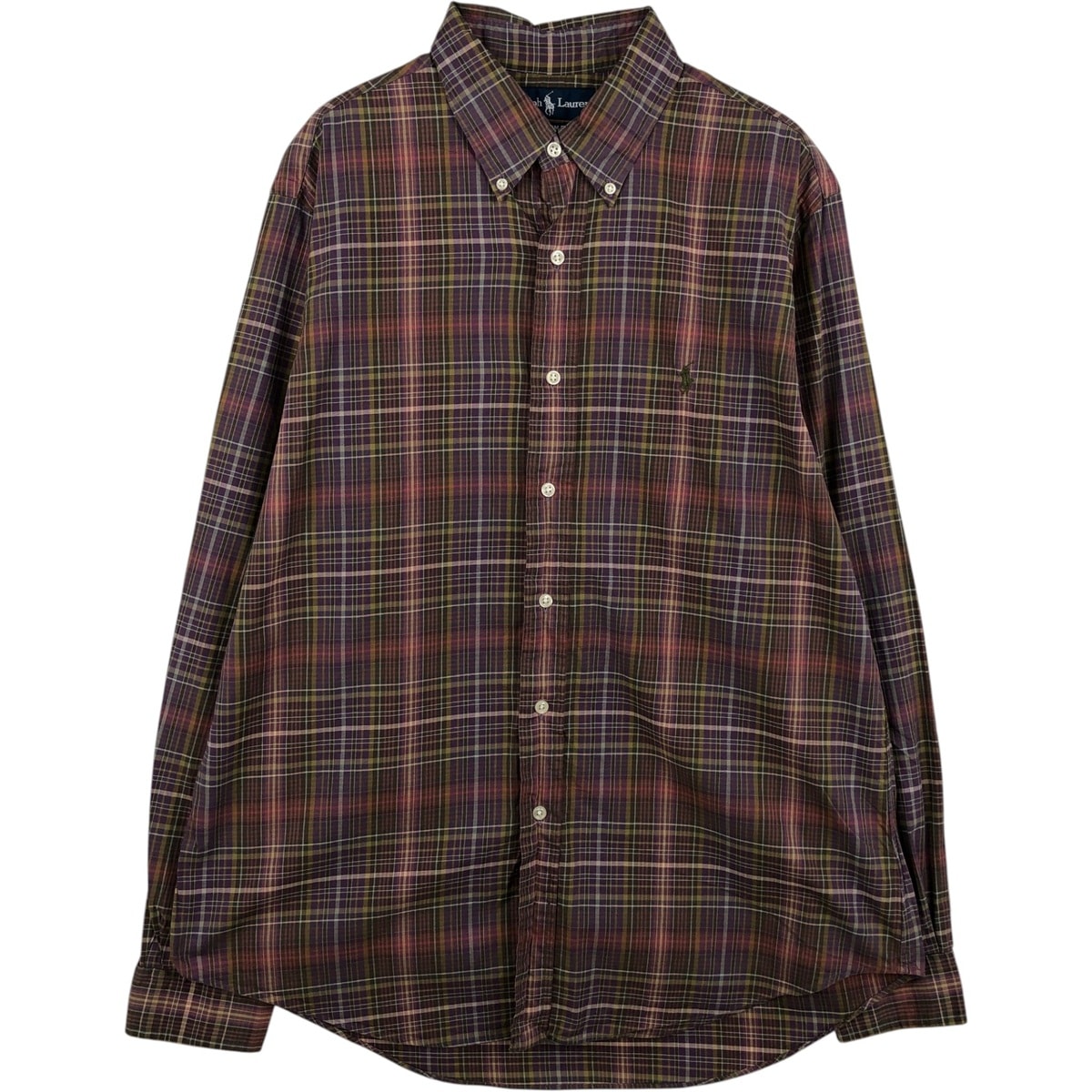 古着 ラルフローレン Ralph Lauren CUSTOM FIT 長袖 ボタンダウンチェックシャツ メンズL相当/eaa634808