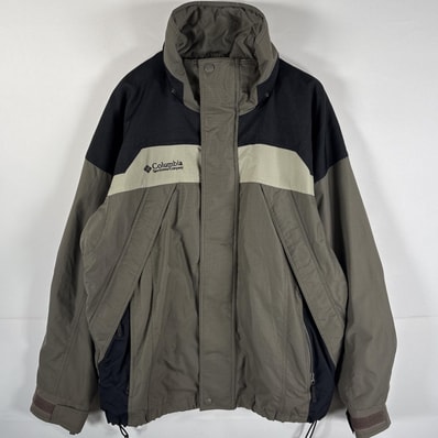 古着 コロンビア Columbia ナイロンジャケット マウンテンパーカー ワンポイントロゴ M ブラック ライトグレー マルチカラー メンズ