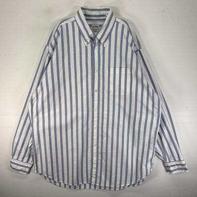 古着 ブルックスブラザーズ Brooks Brothers 長袖シャツ ボタンダウン 胸ポケット L ブルー系 ストライプ メンズ