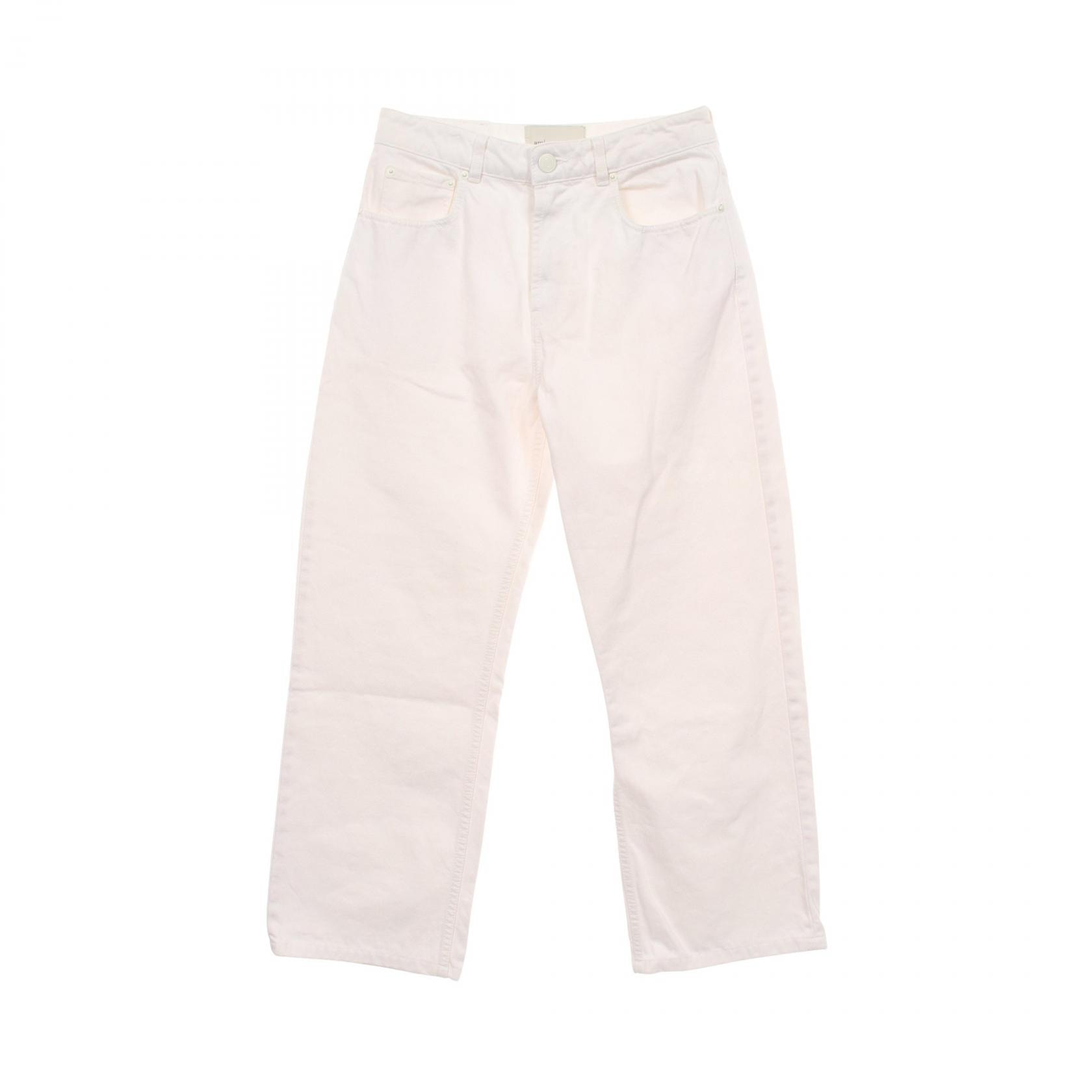 アミ AMI ワイドフィット デニムパンツ 衣料品 ボトムス コットン レディース ホワイト系 【中古】