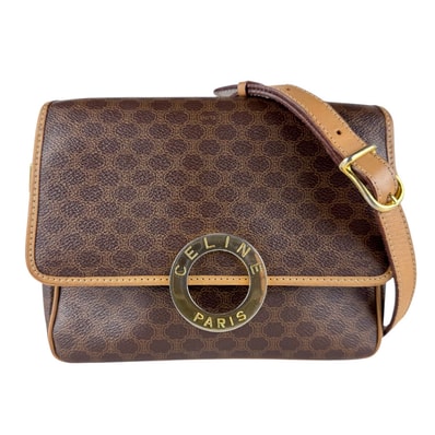 セリーヌ CELINE ショルダーバッグ マカダム PVCコーティングキャンバス ブラウン レディース【中古】 z8315
