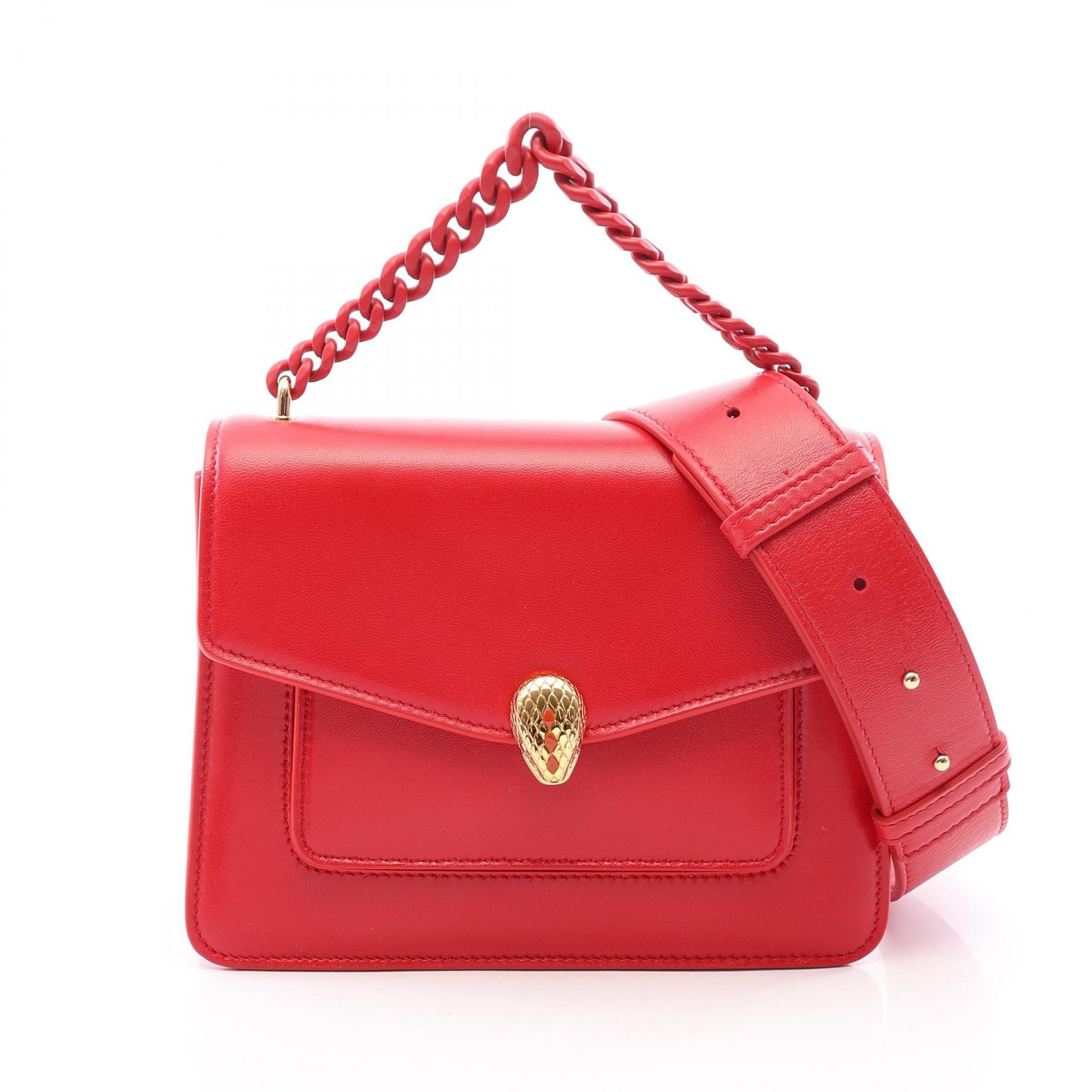 ブルガリ BVLGARI セルペンティ フォーエバー 2WAY ハンドバッグ バッグ レザー レディース レッド系 【中古】