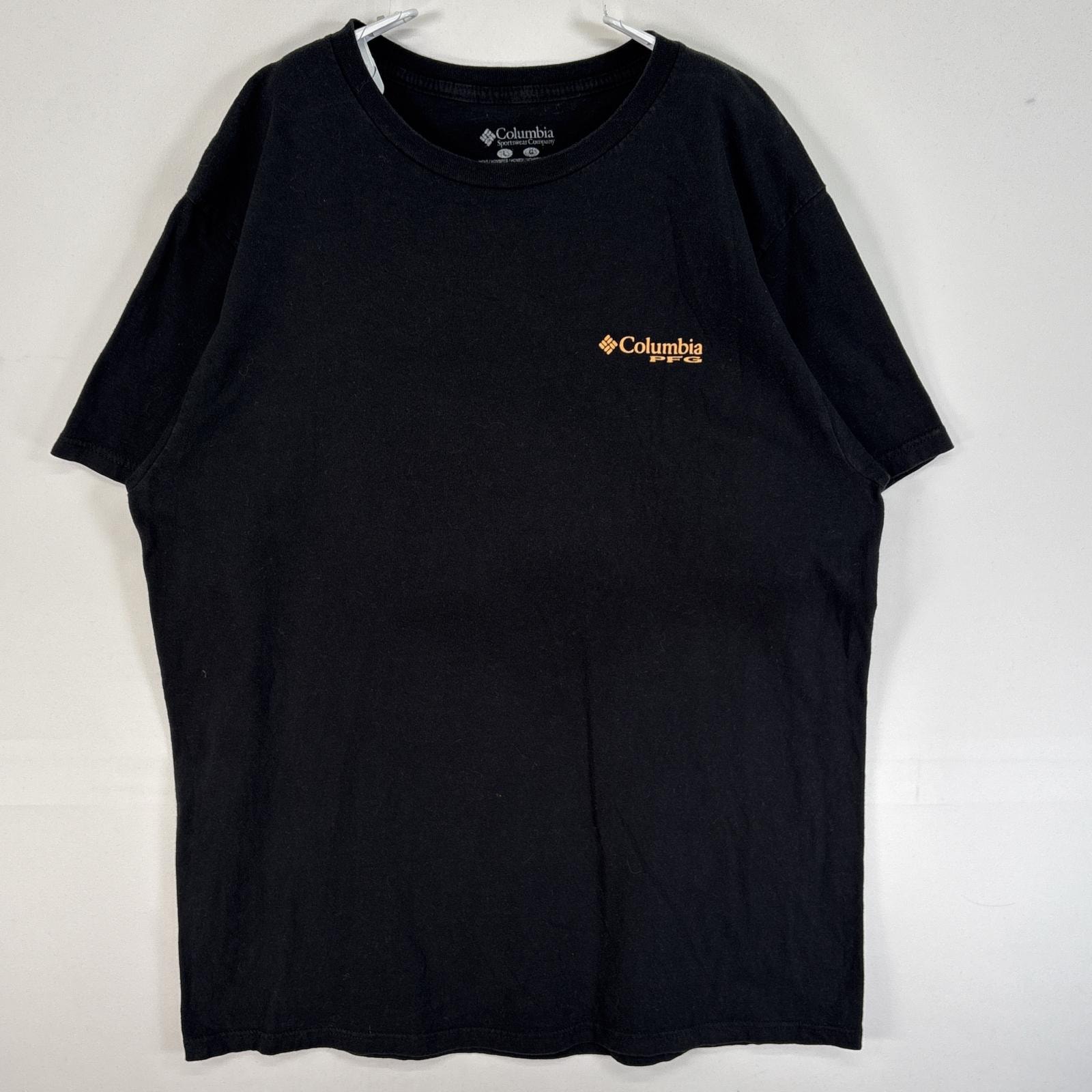 古着 コロンビア Columbia 半袖Tシャツ PFG クルーネック L  ブラック 両面プリント メンズ