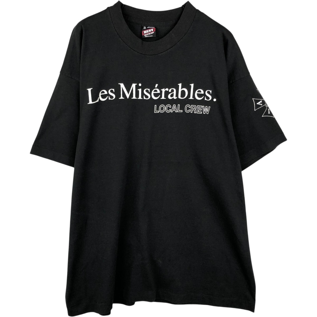 D (傷や汚れあり)】90S BEST USA製 ブーツ 刺繍 クルーネック Tシャツ