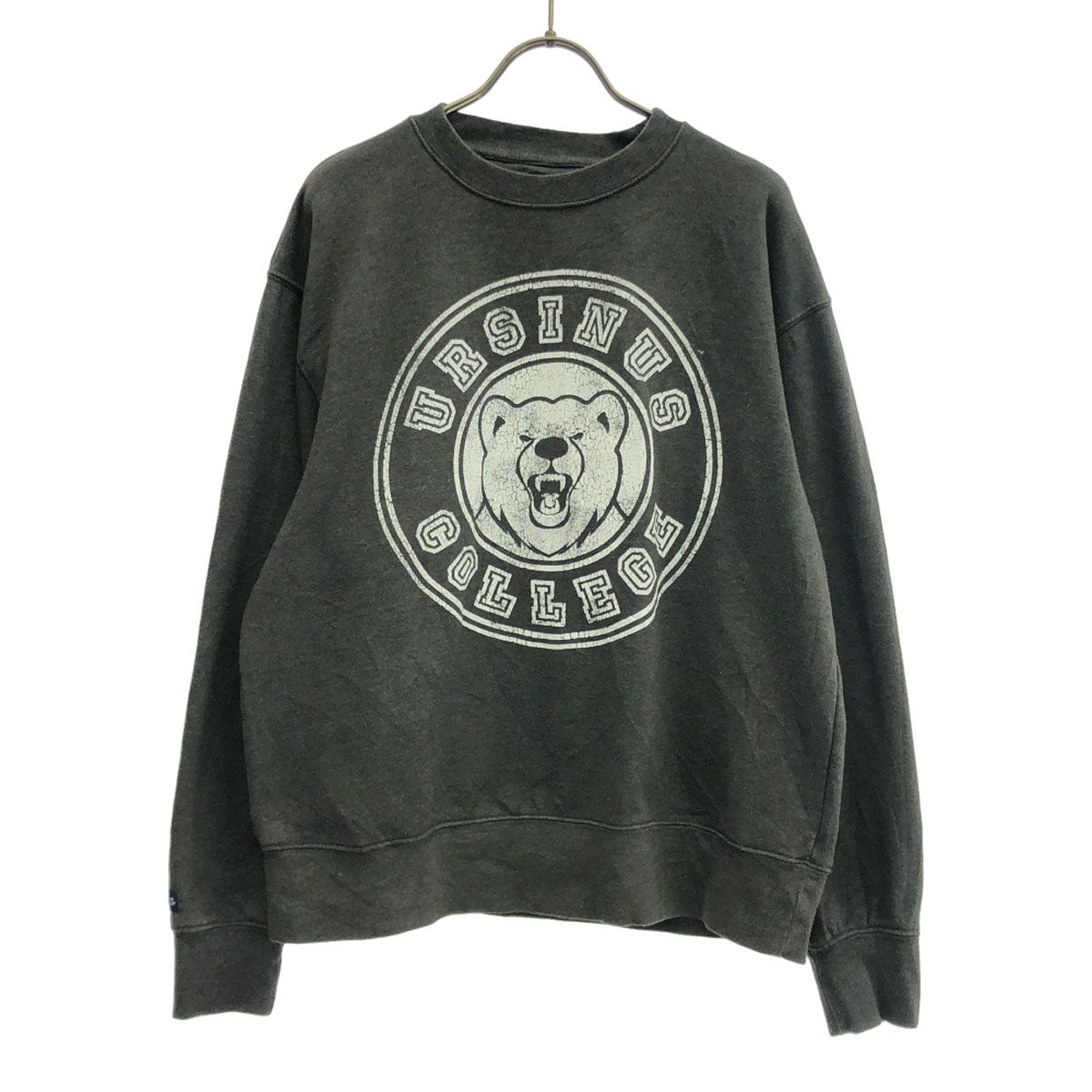 JANSPORTS ジャンスポーツ プリント 長袖 トレーナー M チャコールグレー 裏起毛 スウェット